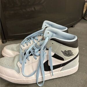 Nike Air Jordan 1 Mid Tops - Light Blue and Black